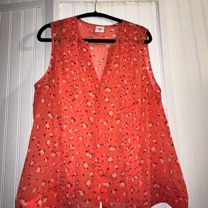 CAbi Coral Floral Sleeveless Blouse